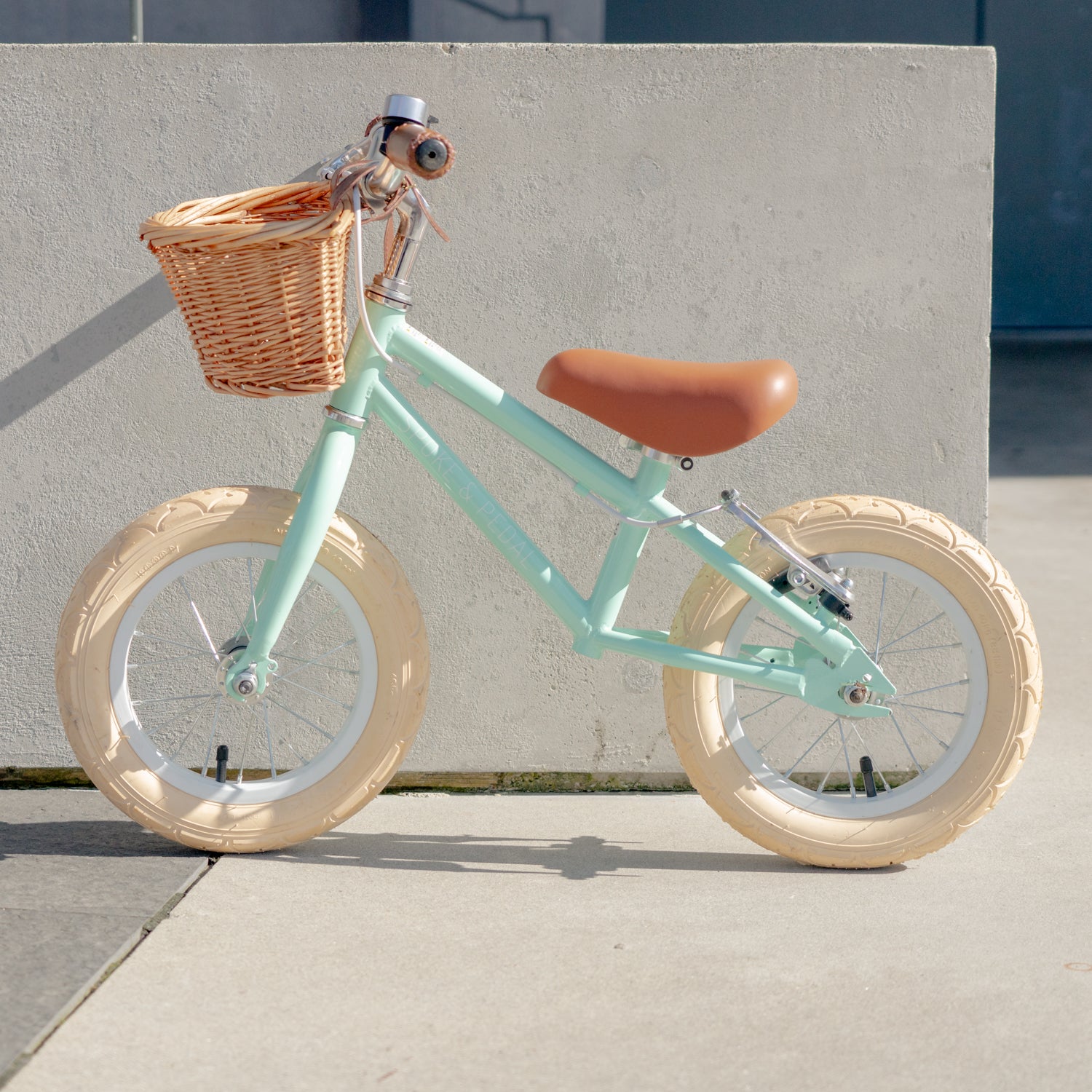 Spoke & Pedal Bicycles Children's Mint Green Balance Bike lifestyle shot