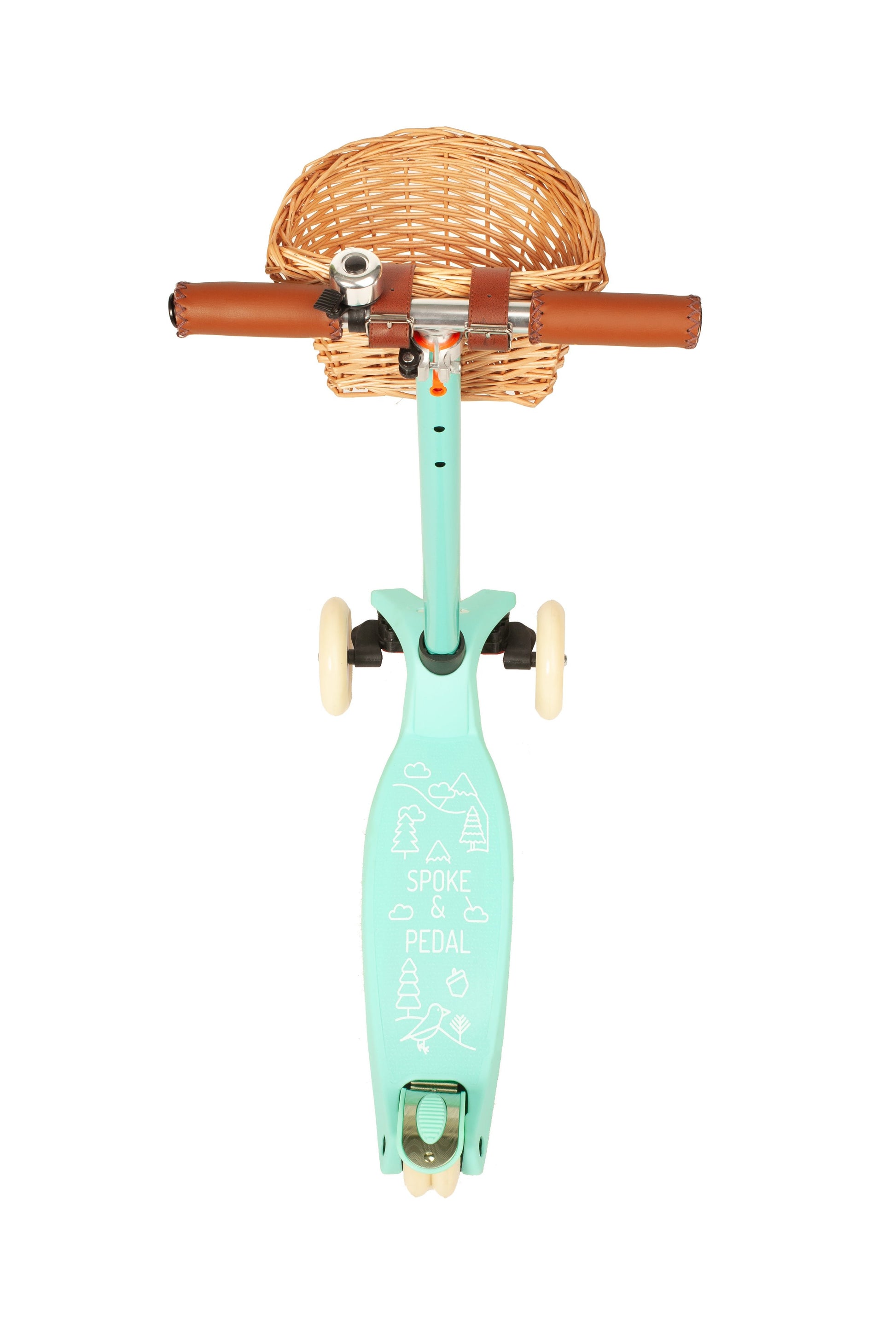 Spoke & Pedal Kids Childrens Mint Green Boulevard 3-Wheeled Push Scooter top view