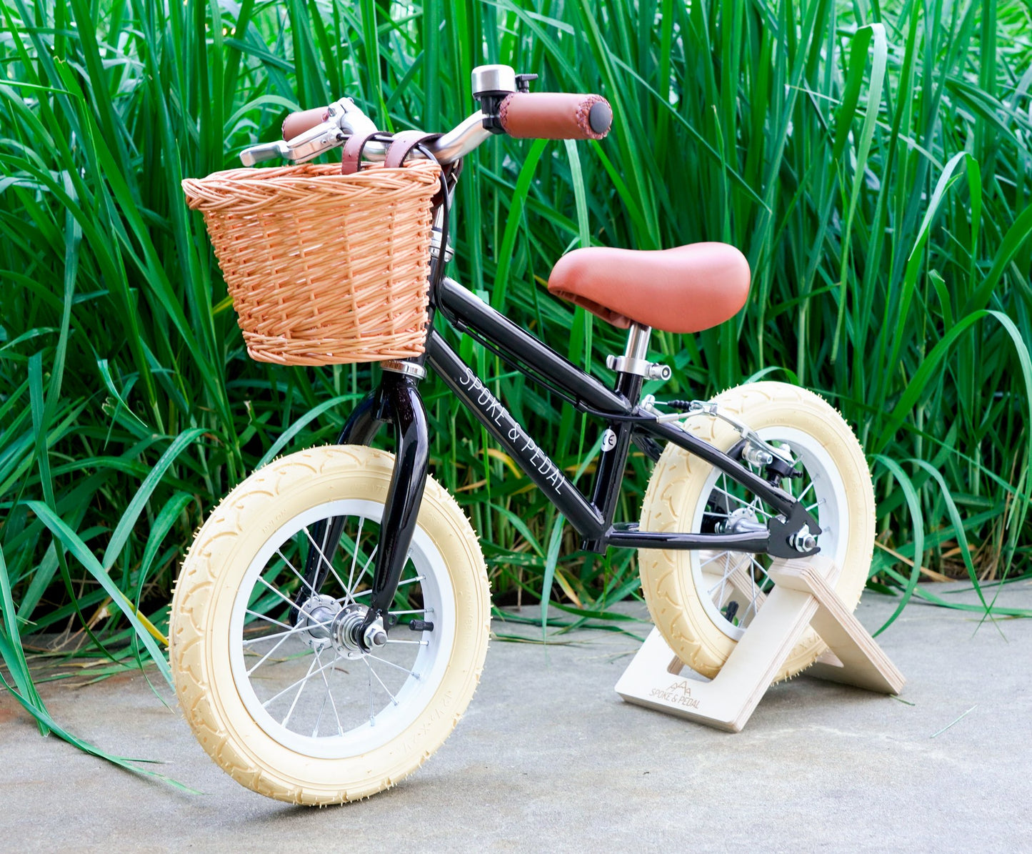 Kids Childrens Push Bike Kick Bike Balance Bike Stand side view lifestyle
