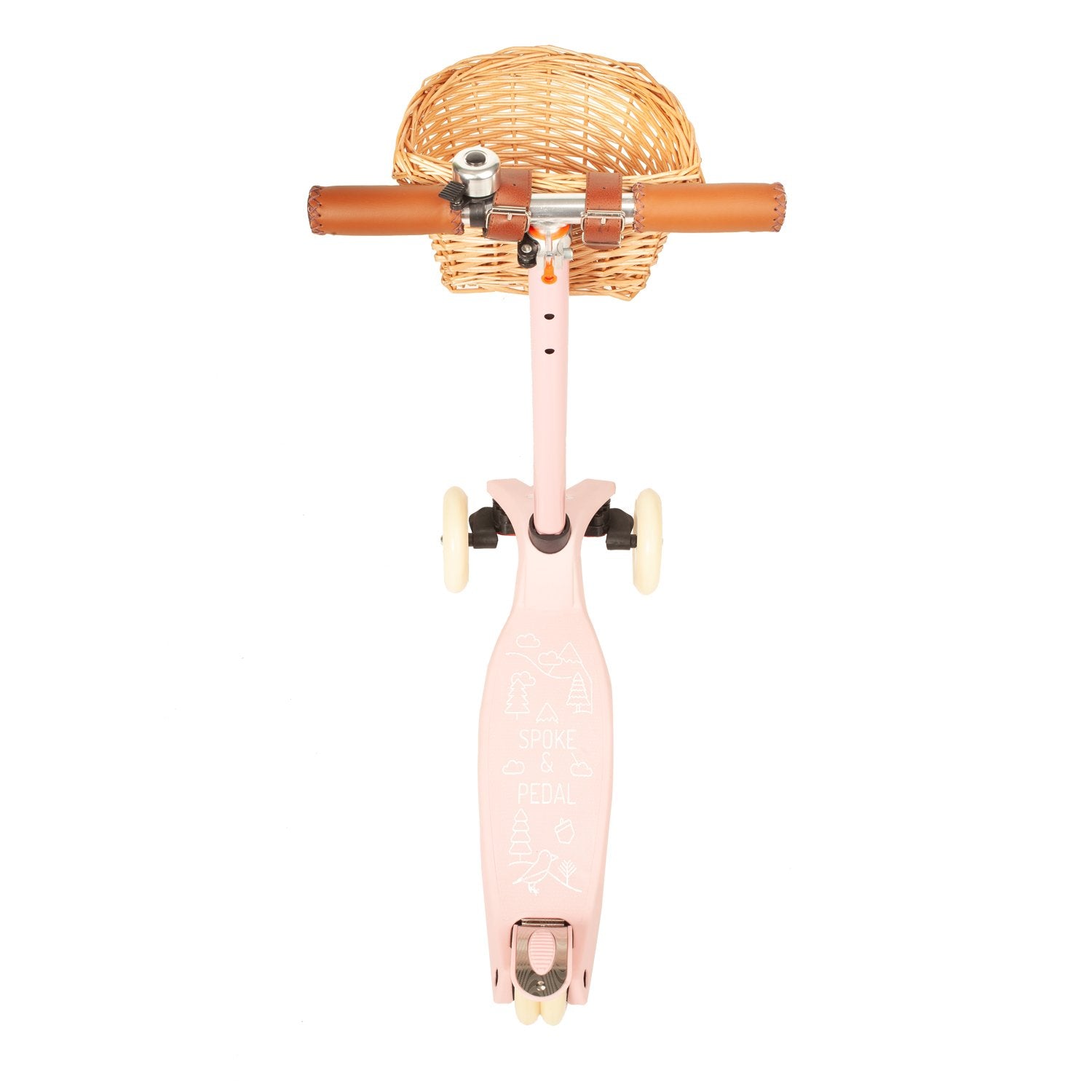 Spoke & Pedal Kids Childrens Pink Boulevard 3-Wheeled Push Scooter top view